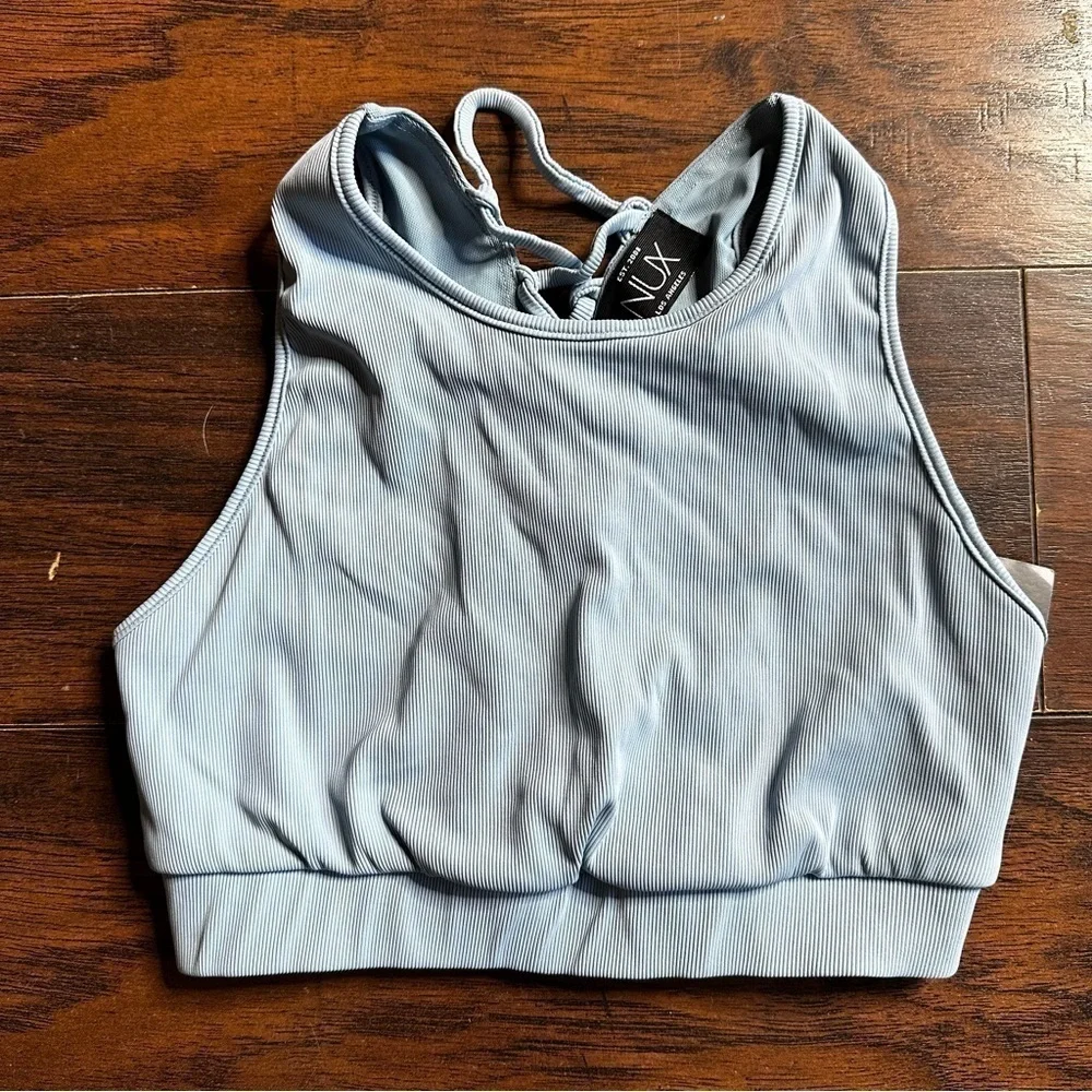 NUX Active Baby Blue Lace Back Sports Bra